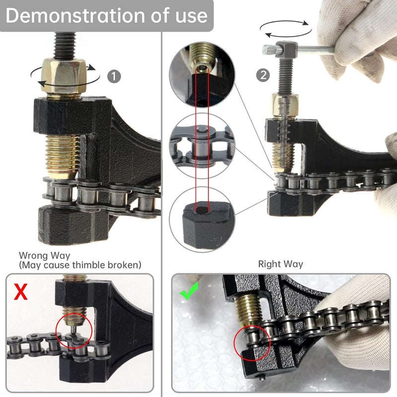 Windance Universal Roller Chain Breaker with 5Pcs #50 Master Link High Carbon Steel 420 428 520 525 528 530 Chain Pin Removal Repair Tool Motorcycle ATV Dirt Bike Scooter Bicycle Tractor - Image 2
